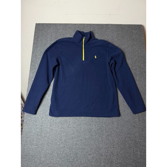 Polo Ralph Lauren Performance 1/4 Zip Pullover Mens Large Blue Fleece Sweatshirt - Picture 1 of 9